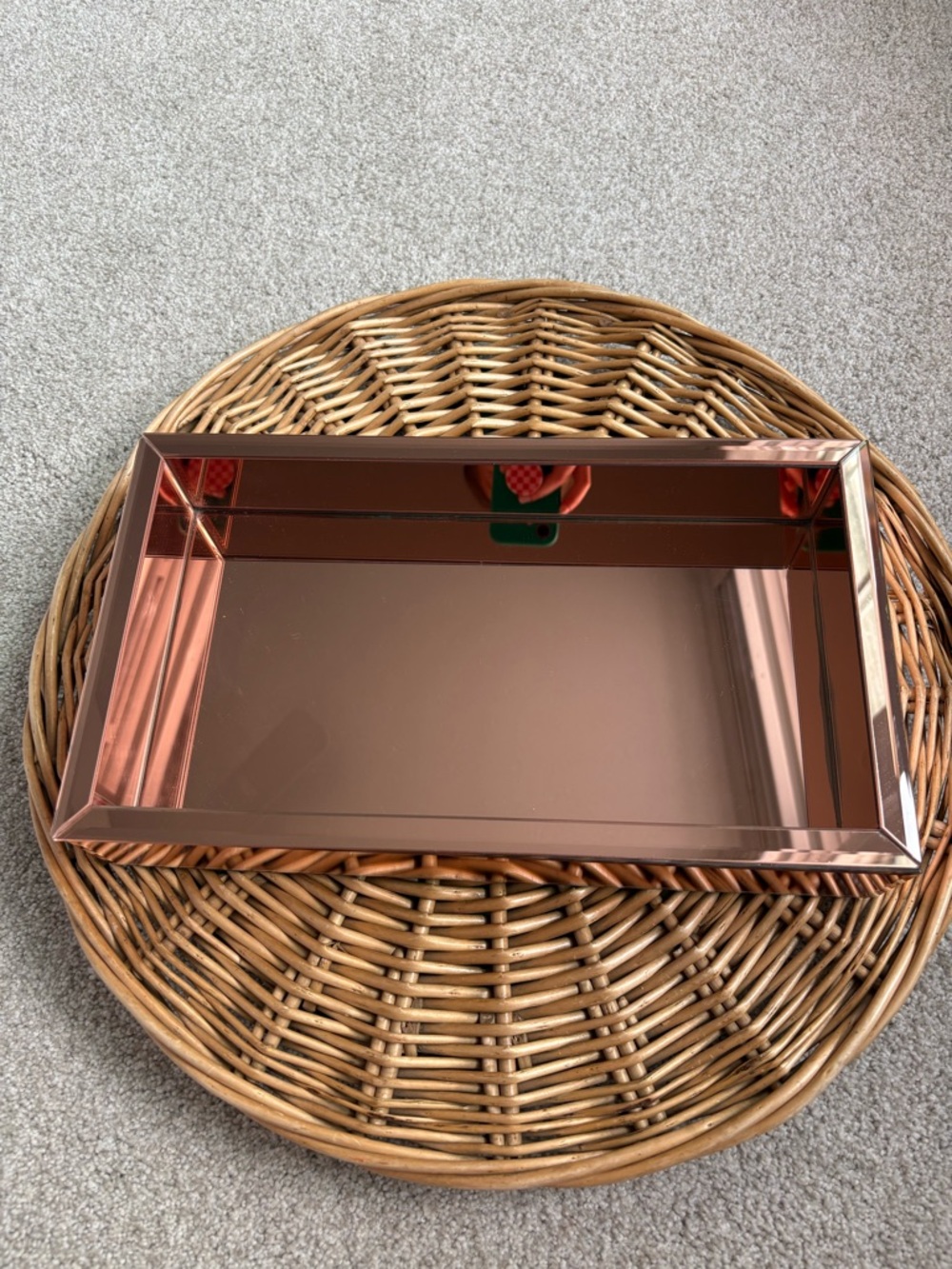 Target Copper Colored Mirrored Felt Lined Heavy Household Tray